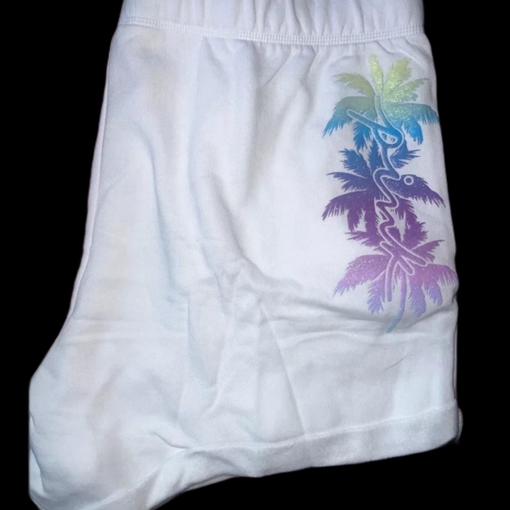 NEW LOT 3 VICTORIAS SECRET PINK BLING PALM TREE HOODIE, SHORTS & TEE SHIRT LARGE - Picture 9 of 16
